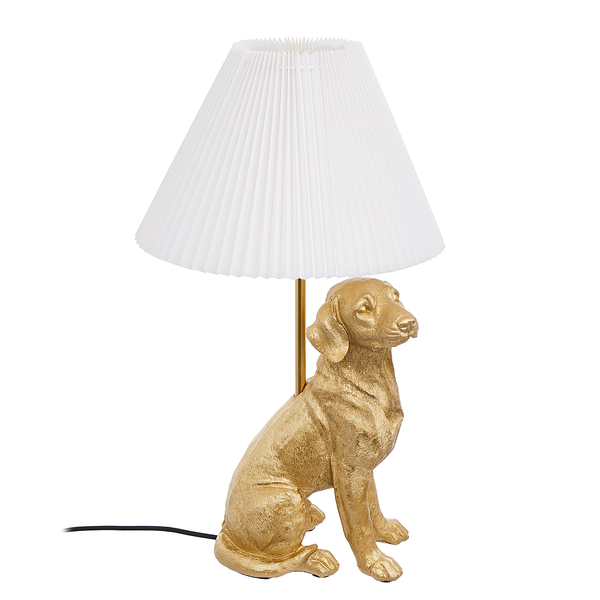 Tischleuchte EL BELLO Hund - Polyresin / Textil - 1-flammig - Gold