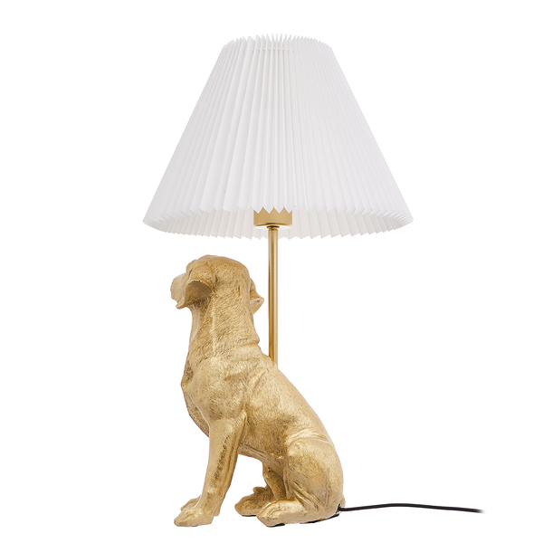 Tischleuchte EL BELLO Hund - Polyresin / Textil - 1-flammig - Gold
