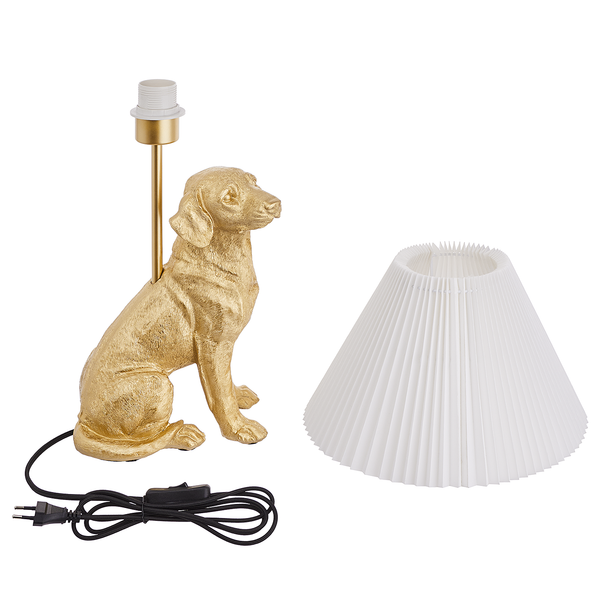 Tischleuchte EL BELLO Hund - Polyresin / Textil - 1-flammig - Gold