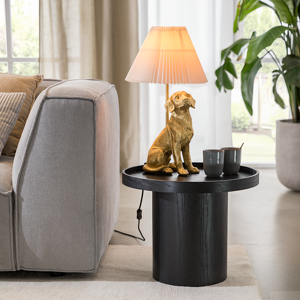 Tischleuchte EL BELLO Hund - Polyresin / Textil - 1-flammig - Gold