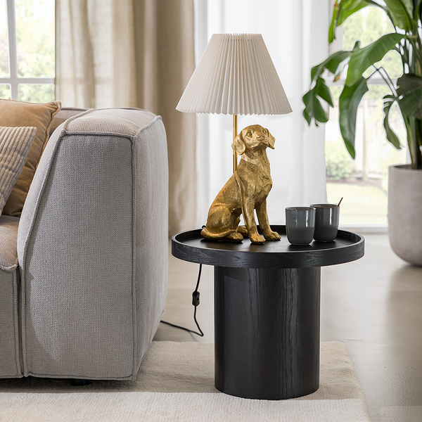 Tischleuchte EL BELLO Hund - Polyresin / Textil - 1-flammig - Gold