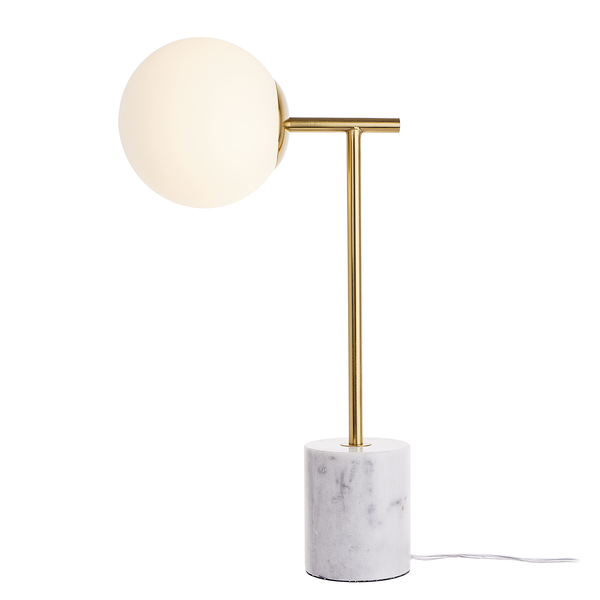 Tischleuchte LUNA - Metall / Glas / Marmor - 1-flammig - Gold / Weiß