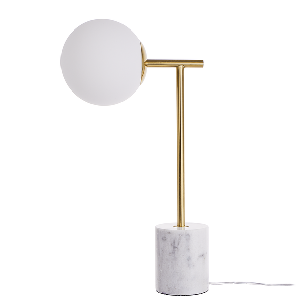 Tischleuchte LUNA - Metall / Glas / Marmor - 1-flammig - Gold / Weiß
