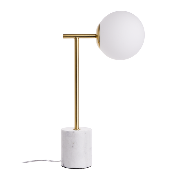 Tischleuchte LUNA - Metall / Glas / Marmor - 1-flammig - Gold / Weiß