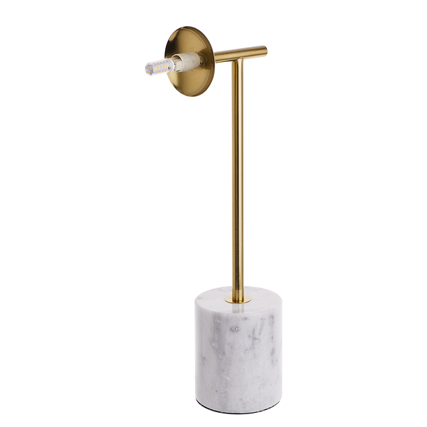 Tischleuchte LUNA - Metall / Glas / Marmor - 1-flammig - Gold / Weiß