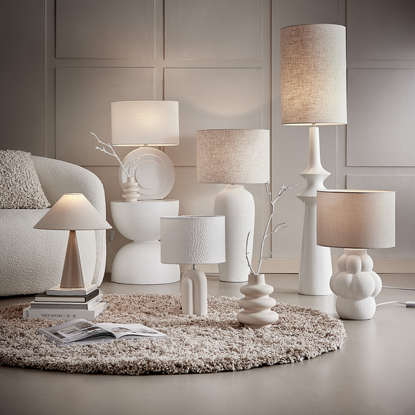 Tischleuchte NEXO - Metall / Textil - 1-flamig - Creme