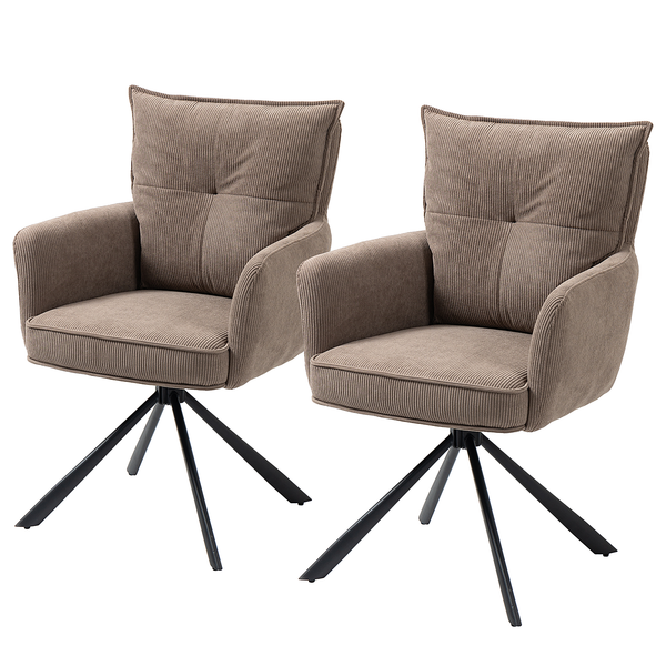 Drehbarer Armlehnenstuhl DIDRIP 2er-Set - Cord - Braun