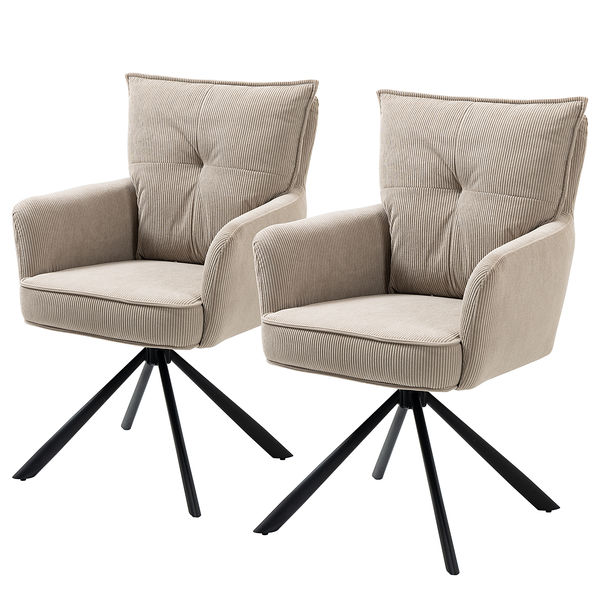 Drehbarer Armlehnenstuhl DIDRIP 2er-Set - Cord - Cappuccino