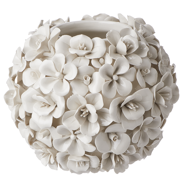 Vase BOUQUET Blumen - Steingut - Creme