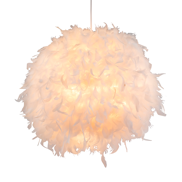 Pendelleuchte Katunga - Federn / Kunststoff - Weiß - 1-flammig - Durchmesser: 45 cm