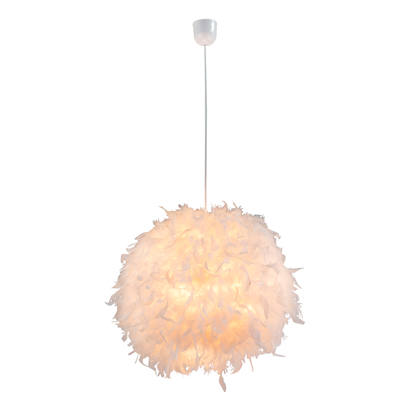 Pendelleuchte Katunga - Federn / Kunststoff - Weiß - 1-flammig - Durchmesser: 45 cm