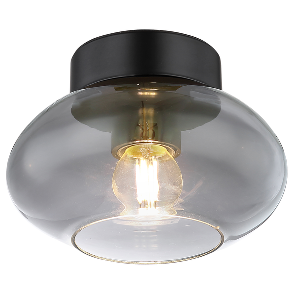Deckenleuchte Shaun - Rauchglas / Eisen - Schwarz - 1-flammig