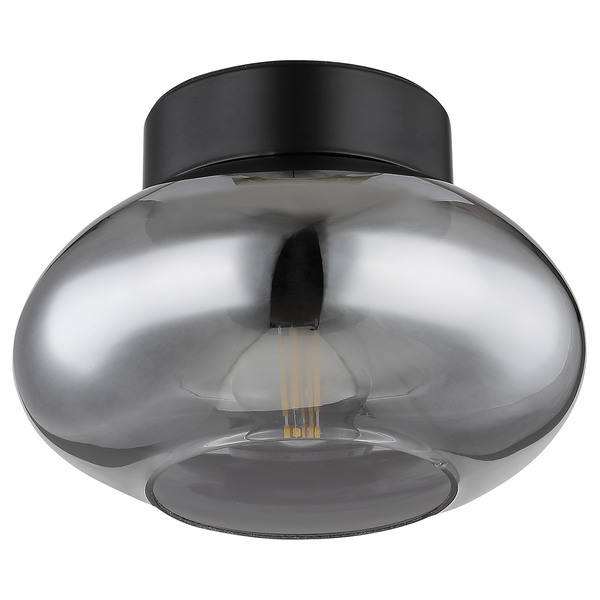Deckenleuchte Shaun - Rauchglas / Eisen - Schwarz - 1-flammig