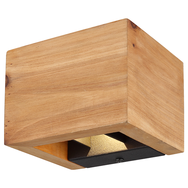 Wandleuchte Alina - Tanne Massiv / Eisen - Braun - 1-flammig