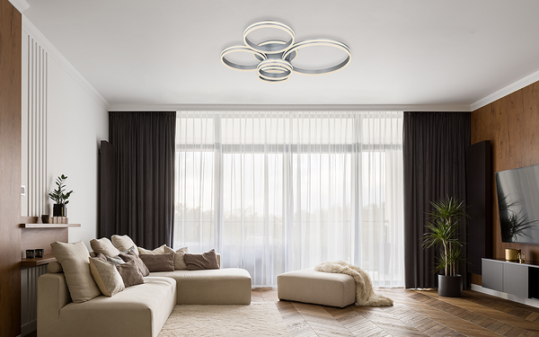 LED-Deckenleuchte Rubio - Eisen / Acrylglas - Silber - 1-flammig - 90 x 114 cm