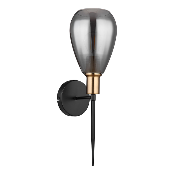 Wandleuchte Fanni - Rauchglas / Eisen - Schwarz - 1-flammig