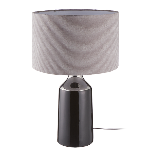 Tischleuchte FRONT ROW - Keramik / Textil - 1-flammig - Grau / Hellgrau