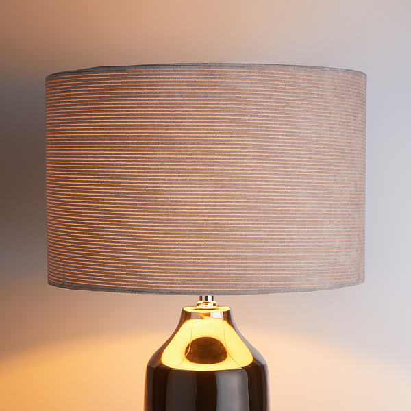 Tischleuchte FRONT ROW - Keramik / Textil - 1-flammig - Grau / Hellgrau