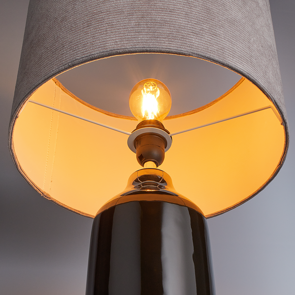 Tischleuchte FRONT ROW - Keramik / Textil - 1-flammig - Grau / Hellgrau