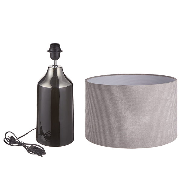 Tischleuchte FRONT ROW - Keramik / Textil - 1-flammig - Grau / Hellgrau