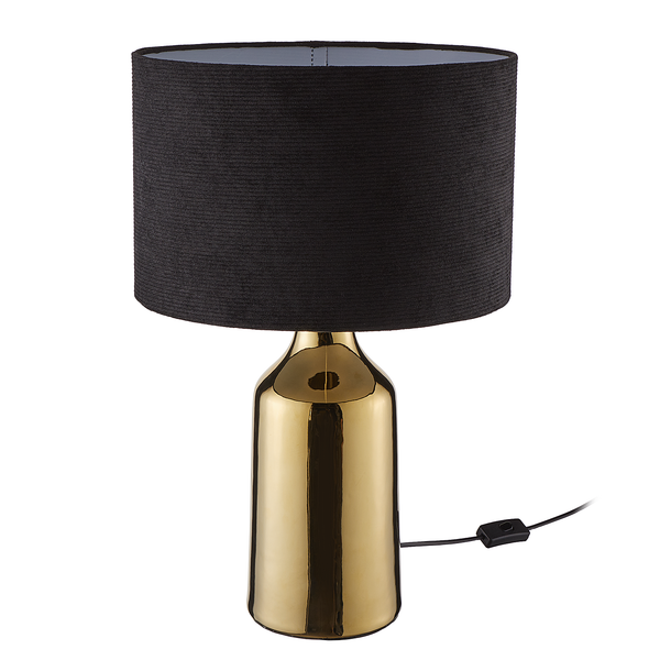 Tischleuchte FRONT ROW - Keramik / Textil - 1-flammig - Schwarz / Gold
