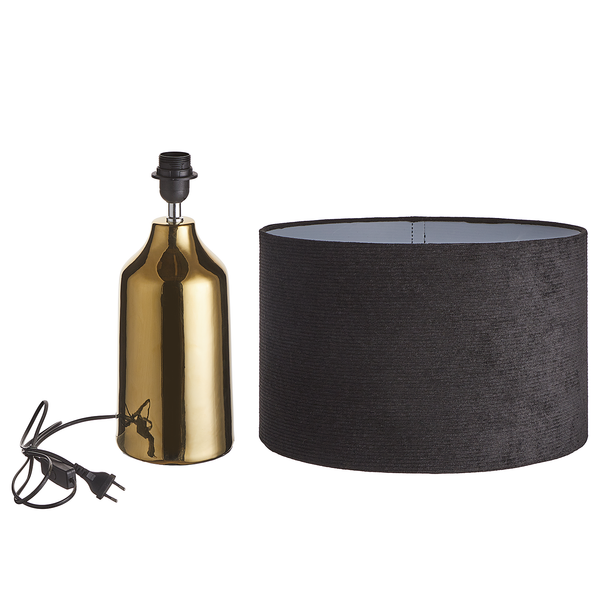 Tischleuchte FRONT ROW - Keramik / Textil - 1-flammig - Schwarz / Gold