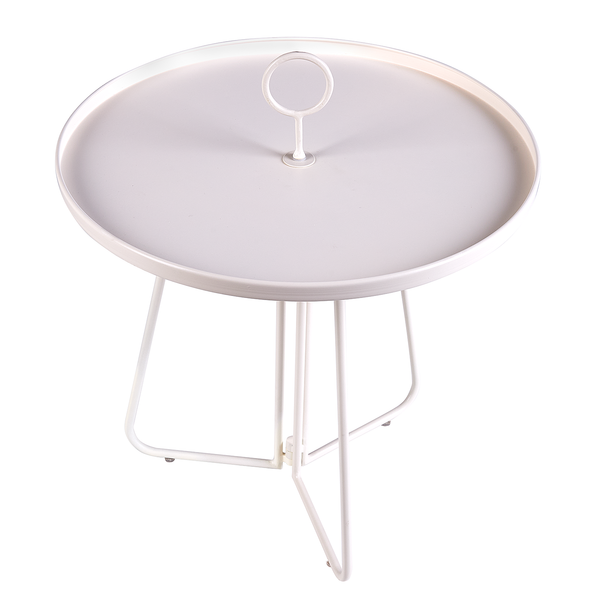Beistelltisch PORTER mit Griff - Metall - Creme