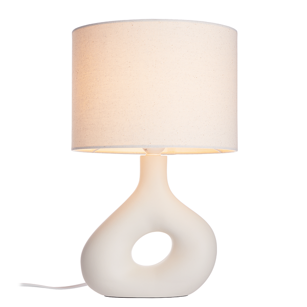 Tischleuchte LOOP - Keramik / Textil - 1-flammig - Beige