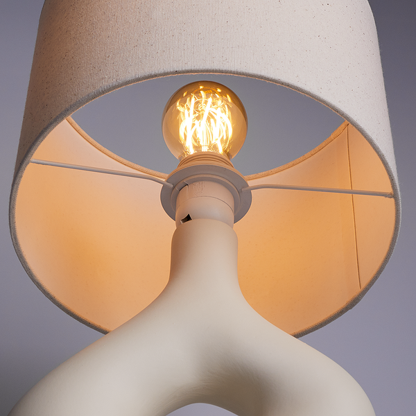 Tischleuchte LOOP - Keramik / Textil - 1-flammig - Beige