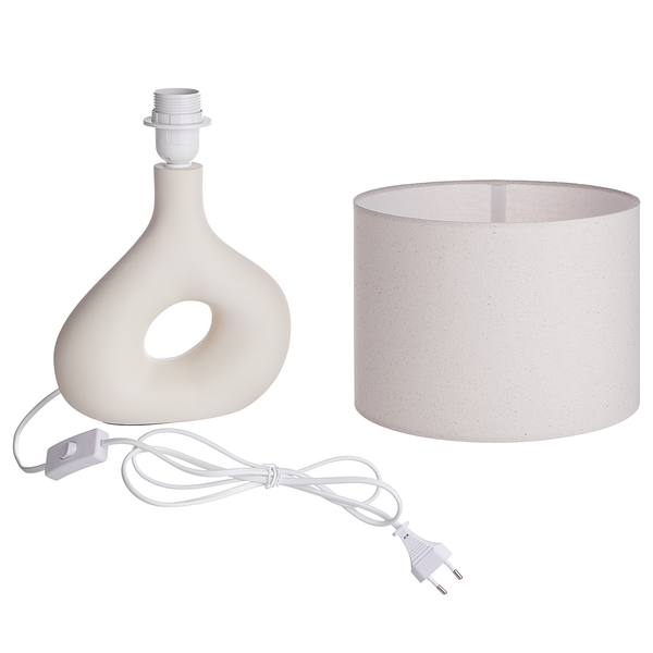 Tischleuchte LOOP - Keramik / Textil - 1-flammig - Beige