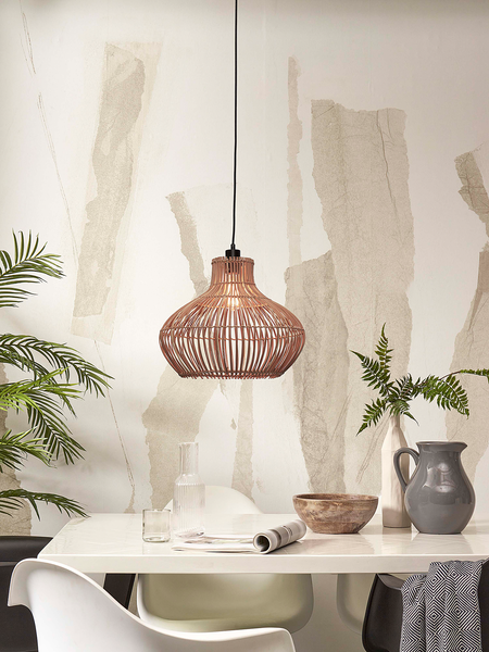 Pendelleuchte Kalahari - Rattan - Braun - 1-flammig