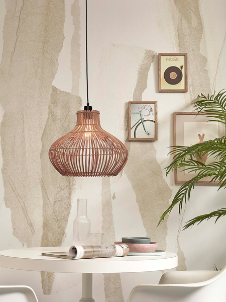 Pendelleuchte Kalahari - Rattan - Braun - 1-flammig