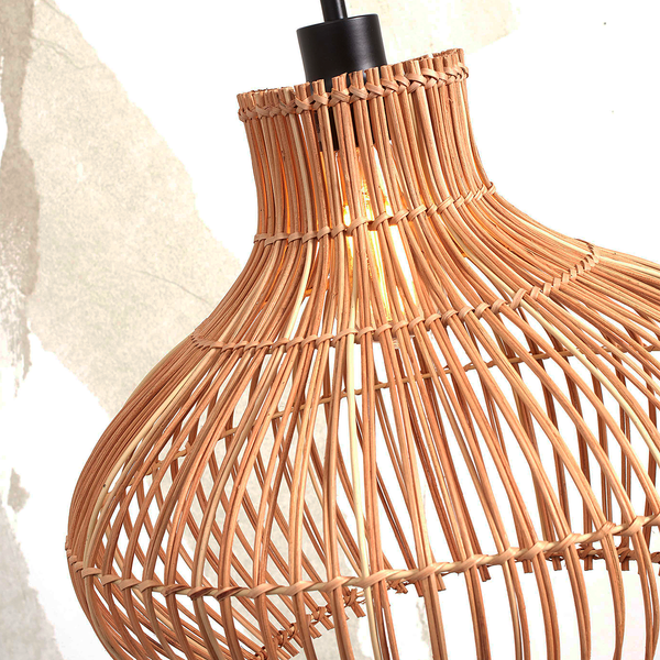 Pendelleuchte Kalahari - Rattan - Braun - 1-flammig