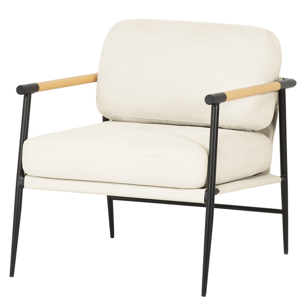 Loungesessel KOCANUS - Webstoff / Eisen - Creme / Schwarz