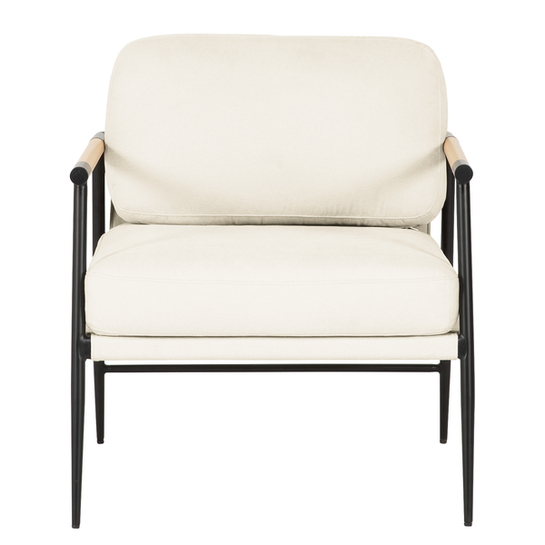 Loungesessel KOCANUS - Webstoff / Eisen - Creme / Schwarz