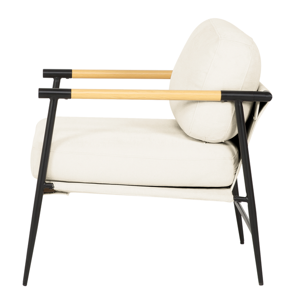 Loungesessel KOCANUS - Webstoff / Eisen - Creme / Schwarz