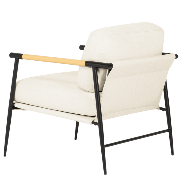 Loungesessel KOCANUS - Webstoff / Eisen - Creme / Schwarz
