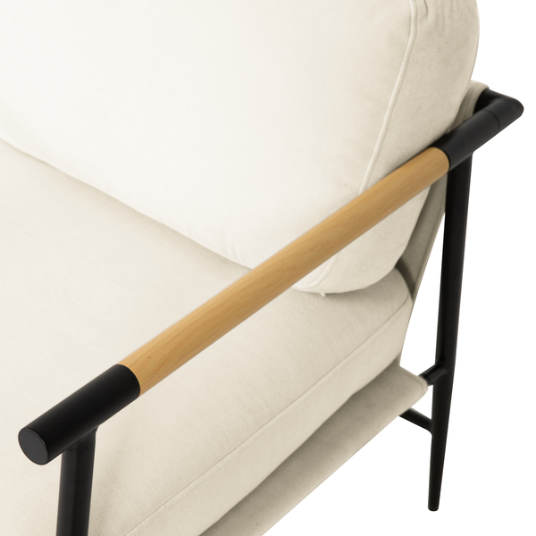 Loungesessel KOCANUS - Webstoff / Eisen - Creme / Schwarz