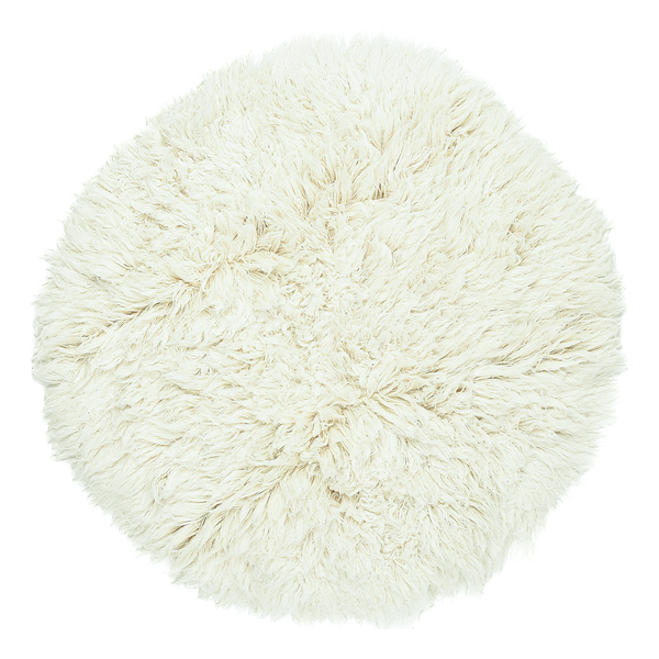 Wollteppich Flokos XXL Rund - Schurwolle - Cremeweiß - Durchmesser: 70 cm