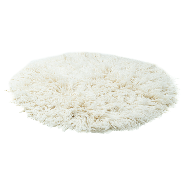 Wollteppich Flokos XXL Rund - Schurwolle - Cremeweiß - Durchmesser: 70 cm