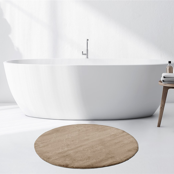 Badematte Rabbit Light Rund - Polyester - Ø 100 cm - Beige