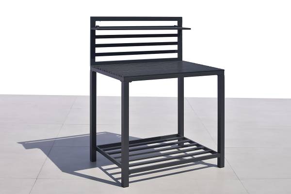 Gartenküchentisch Portol - Aluminium / Kunststoff - Schwarz