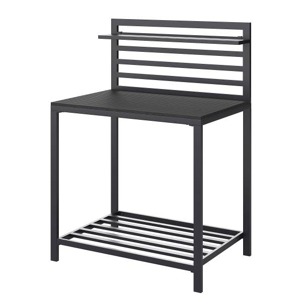 Gartenküchentisch Portol - Aluminium / Kunststoff - Schwarz