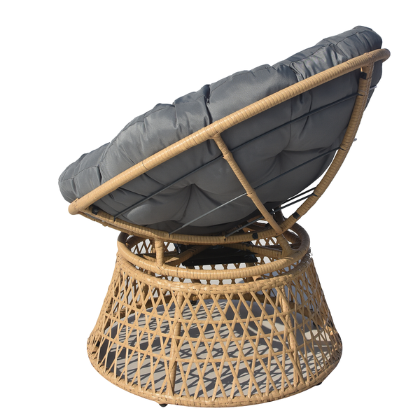 Gartensessel Dogger - Polyrattan / Polyester - Braun / Grau