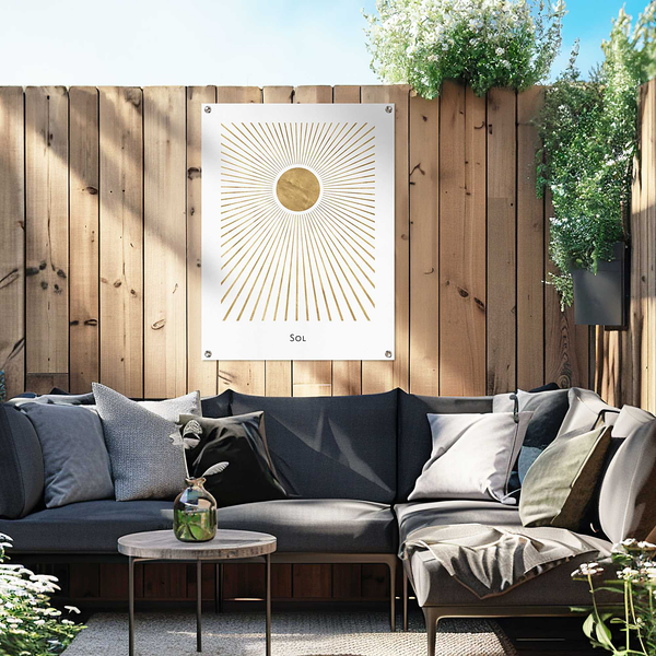 Outdoor-Poster Goldene Sonne - PVC - Gold - 60 x 80 cm