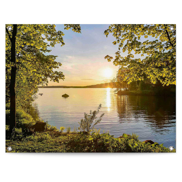 Kunstdruck Sonnenuntergang am See - PVC - Grün - 60 x 80 cm