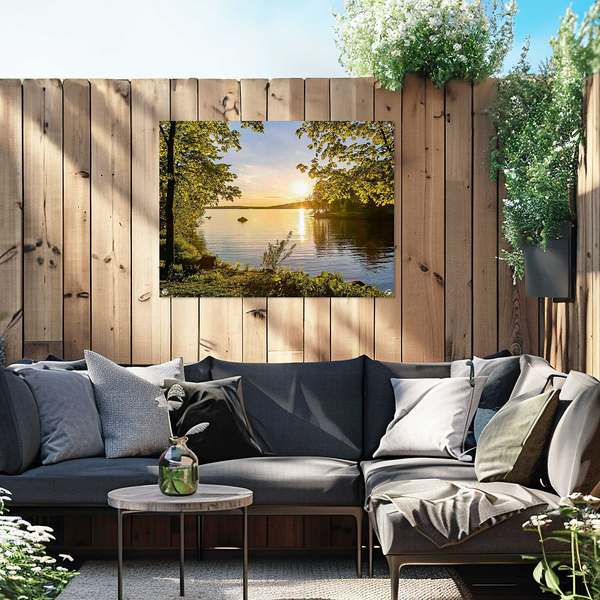 Kunstdruck Sonnenuntergang am See - PVC - Grün - 60 x 80 cm