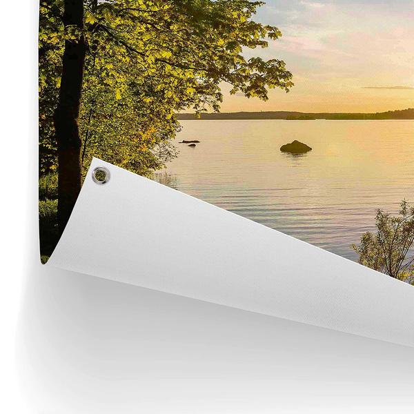 Kunstdruck Sonnenuntergang am See - PVC - Grün - 60 x 80 cm