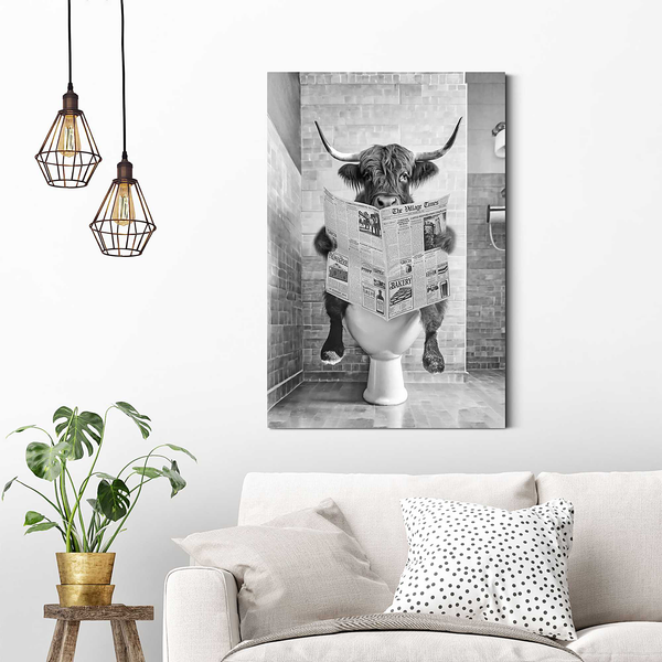 Wandbild Highlander Toilet - Schwarz - 60 x 90 cm