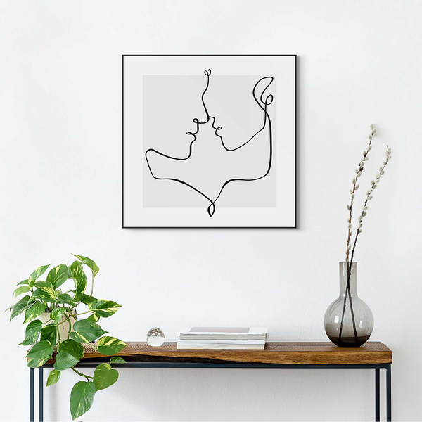 Gerahmtes Bild Loves Lines - Schwarz - 50 x 50 cm